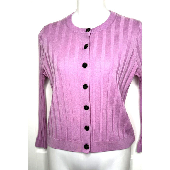 Ann Taylor Superfine Merino Wool Cropped Cardigan‎ Sweater Lavender XS - Picture 1 of 4